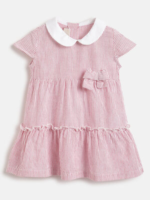 Girls White and Red Woven Dress